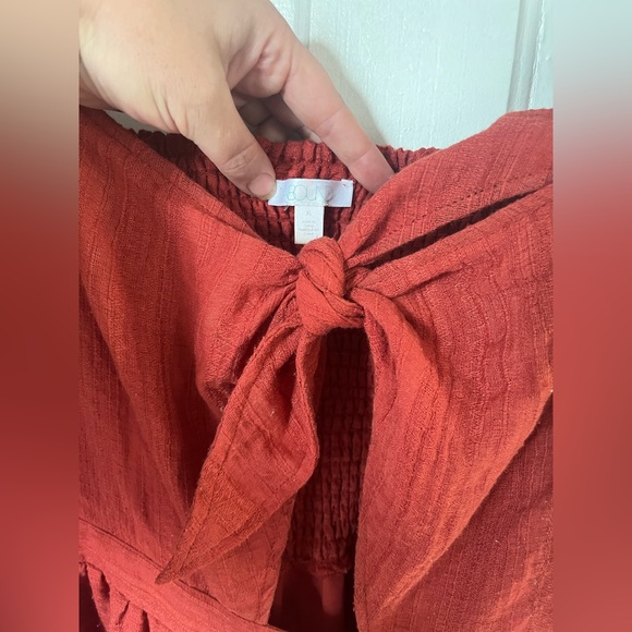 Abound Tie Front peek a boo peasant dress - Picture 2 of 8